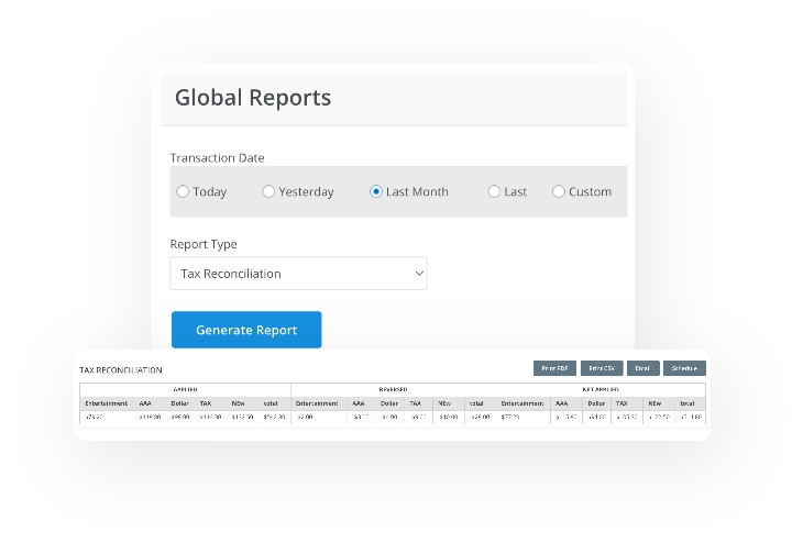 Yapsody - Ticketing - Features - Report - Global Tax Reconciliation