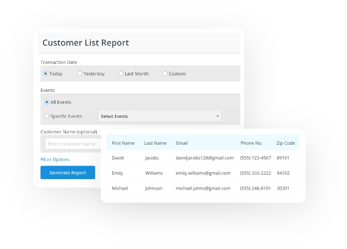 Yapsody - Ticketing - Features - Report - Customer List Report