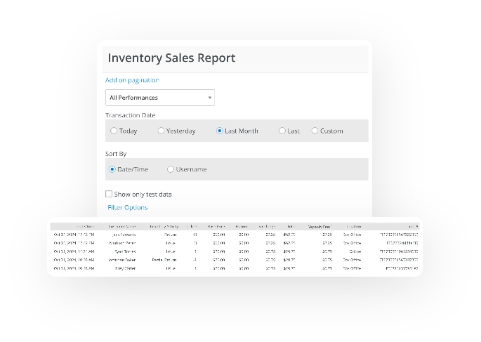 Yapsody - Ticketing - Features - Report - Inventory Sale Report