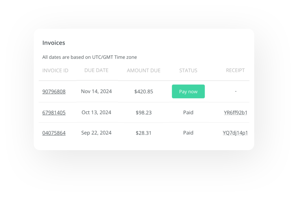 Yapsody - Ticketing Features - Monthly invoices