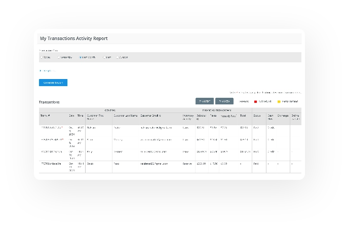 Yapsody - Ticketing - Features - Report - My Transaction Activity Report