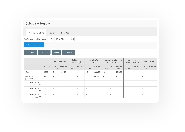 Yapsody - Ticketing - Features - Report - QuickStat